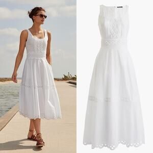J.Crew White Midi Dress 100% Organic Cotton Bridal Wedding Bride Minimalist NWT